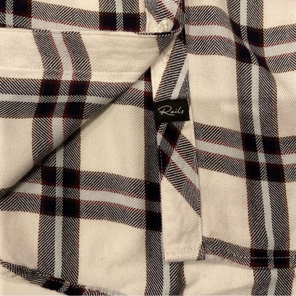 Rails Hunter Flannel Button Up Shirt XS White Marine Plaid Soft Heritage Classic - Picture 12 of 13
